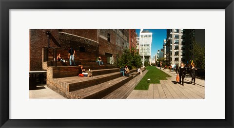 Framed People on the street in a city, High Line, Chelsea, Manhattan, New York City, New York State, USA Print