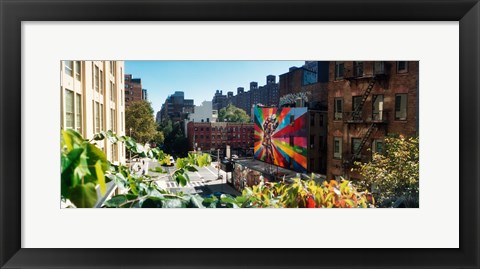 Framed Buildings around a street from the High Line in Chelsea, New York City, New York State, USA Print