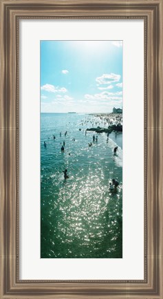 Framed Tourists enjoying on the beach at Coney Island, Brooklyn, New York City, New York State, USA Print