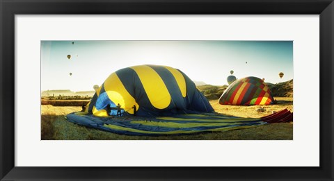 Framed Hot air balloon being deflated, Cappadocia, Central Anatolia Region, Turkey Print