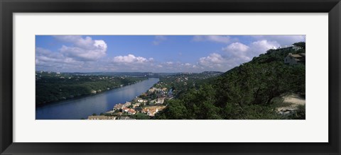 Framed High angle view of a city at the waterfront, Austin, Travis County, Texas, USA Print