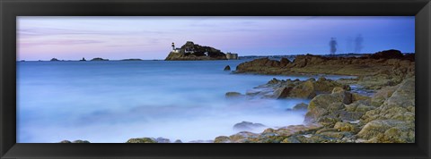 Framed Lighthouse at L&#39;ile Louet, Tahiti Bay, Carantec, Finistere, Brittany, France Print