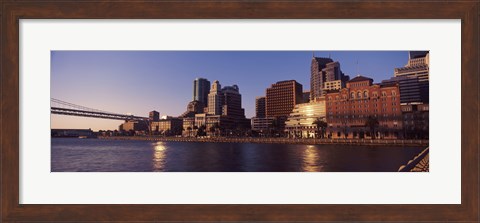 Framed Skyscrapers and Bay Bridge at sunset, San Francisco Bay, San Francisco, California, USA 2012 Print