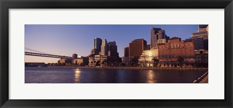 Framed Skyscrapers and Bay Bridge at sunset, San Francisco Bay, San Francisco, California, USA 2012 Print