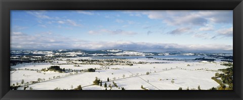 Framed Snow covered landscape, view from Neuschwanstein Castle, Fussen, Bavaria, Germany Print