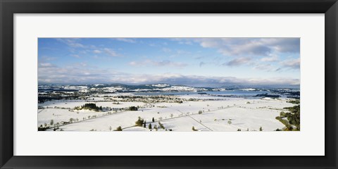 Framed Snow covered landscape, view from Neuschwanstein Castle, Fussen, Bavaria, Germany Print