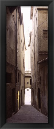 Framed Narrow alley with old buildings, Siena, Siena Province, Tuscany, Italy Print