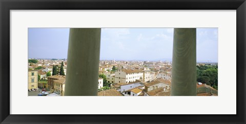 Framed City viewed from the Leaning Tower Of Pisa, Piazza Dei Miracoli, Pisa, Tuscany, Italy Print