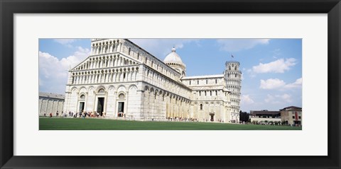 Framed Tower with a cathedral, Leaning Tower Of Pisa, Pisa Cathedral, Piazza Dei Miracoli, Pisa, Tuscany, Italy Print