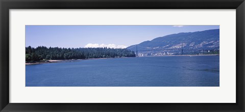 Framed Lions Gate Bridge with Mountain in the Background, Vancouver, British Columbia, Canada Print