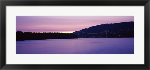 Framed Lions Gate Bridge at dusk, Vancouver, British Columbia, Canada Print