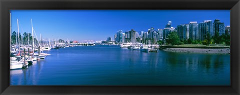 Framed Boats at a marina, Vancouver, British Columbia, Canada Print