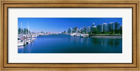 Framed Boats at a marina, Vancouver, British Columbia, Canada Print