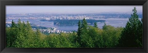 Framed Vancouver viewed from from a far, British Columbia, Canada Print