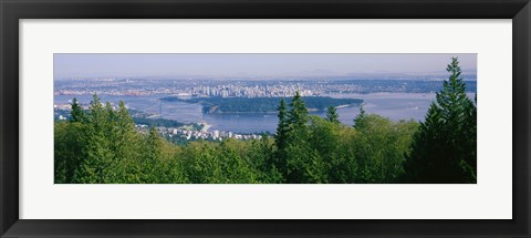 Framed Vancouver viewed from from a far, British Columbia, Canada Print