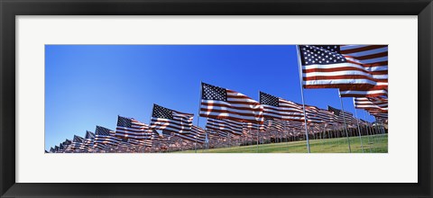 Framed American flags, Pepperdine University, Malibu, California Print