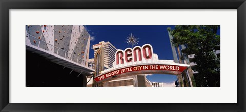 Framed Low angle view of the Reno Arch at Virginia Street, Reno, Nevada Print