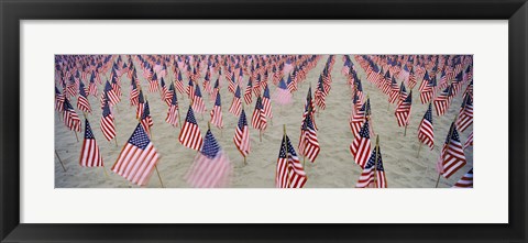 Framed 9/11 tribute flags, Pepperdine University, Malibu, California, USA Print