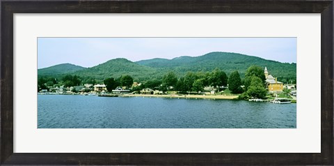 Framed Lake George shore line, New York State, USA Print