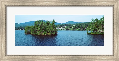 Framed Wooded island, Lake George, New York State, USA Print