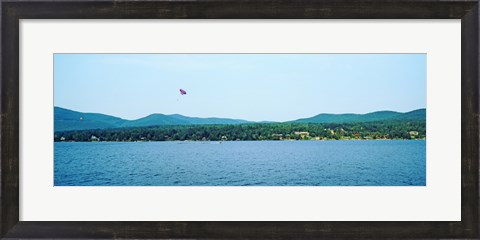 Framed Parasailing on Lake George, New York State, USA Print