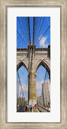 Framed People at a suspension bridge, Brooklyn Bridge, New York City, New York State, USA Print