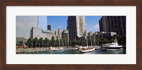 Framed Boats at North Cove Yacht Harbor, New York City (horizontal) Print