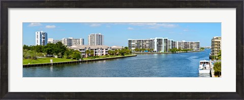 Framed Buildings on Intracoastal Waterway, Hollywood Beach, Hollywood, Florida Print