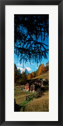 Framed Huts with the Mt Matterhorn in background in autumn morning light, Valais Canton, Switzerland Print