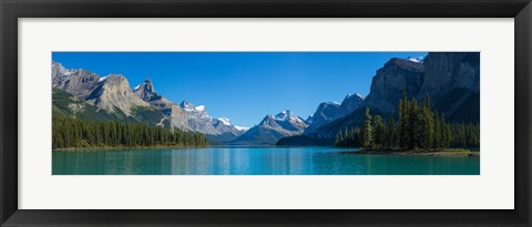 Framed Maligne Lake with Canadian Rockies in the background, Jasper National Park, Alberta, Canada Print