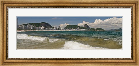 Framed Waves on Copacabana Beach with Sugarloaf Mountain in background, Rio De Janeiro, Brazil Print