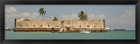 Framed Historical fortification in Baia De Todos Os Santos, Salvador, Bahia, Brazil Print