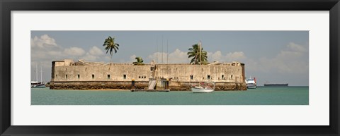 Framed Historical fortification in Baia De Todos Os Santos, Salvador, Bahia, Brazil Print