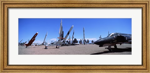 Framed Missile and military plane at a museum, White Sands Missile Range Museum, Alamogordo, New Mexico, USA Print