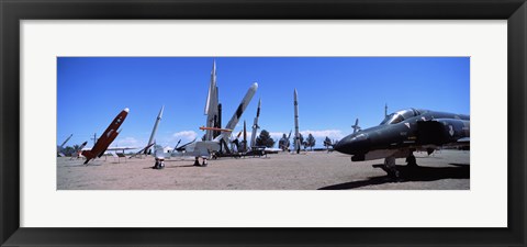 Framed Missile and military plane at a museum, White Sands Missile Range Museum, Alamogordo, New Mexico, USA Print