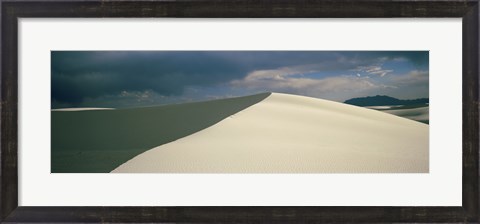 Framed Hill of White Sands with Stormy Skies Print