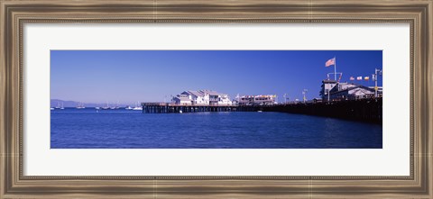 Framed Harbor and Stearns Wharf, Santa Barbara, California Print