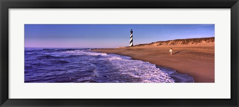 Framed Lighthouse on the beach, Cape Hatteras, North Carolina, USA Print