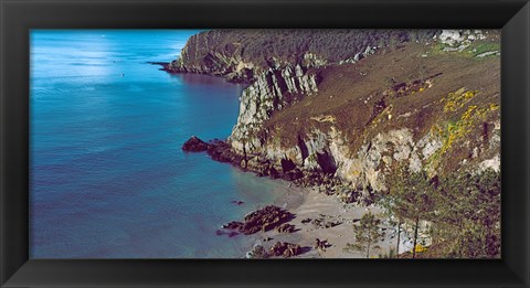 Framed High angle view of a coast, Crozon, Finistere, Brittany, France Print