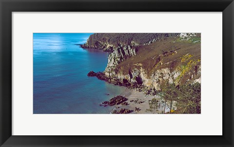 Framed High angle view of a coast, Crozon, Finistere, Brittany, France Print