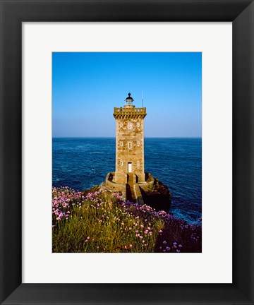 Framed Lighthouse at the coast, Kermorvan Lighthouse, Finistere, Brittany, France Print