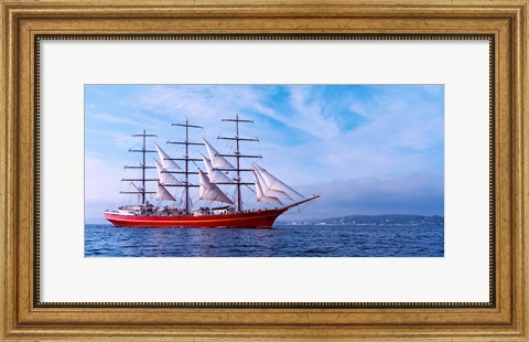 Framed Tall ship regatta in the Baie De Douarnenez, Finistere, Brittany, France Print