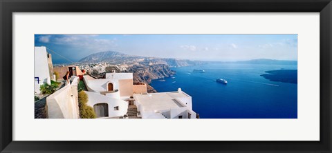 Framed High angle view of a town at coast, Santorini, Cyclades Islands, Greece Print