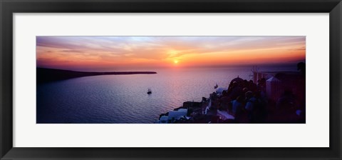 Framed Town at sunset, Santorini, Cyclades Islands, Greece Print