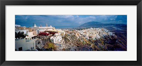 Framed Buildings along rugged hillside, Santorini, Greece Print