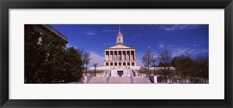 Framed Government building in a city, Tennessee State Capitol, Nashville, Davidson County, Tennessee, USA Print