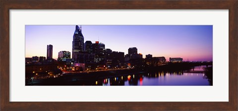 Framed Skylines at dusk along Cumberland River, Nashville, Tennessee, USA 2013 Print