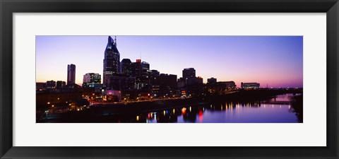 Framed Skylines at dusk along Cumberland River, Nashville, Tennessee, USA 2013 Print