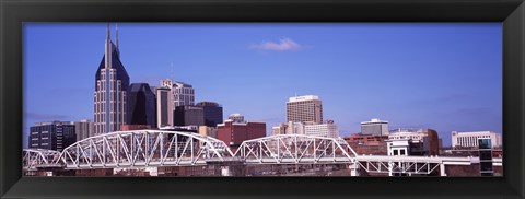 Framed Shelby Street Bridge with downtown skyline in background, Nashville, Tennessee, USA 2013 Print