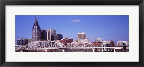 Framed Shelby Street Bridge with downtown skyline in background, Nashville, Tennessee, USA 2013 Print